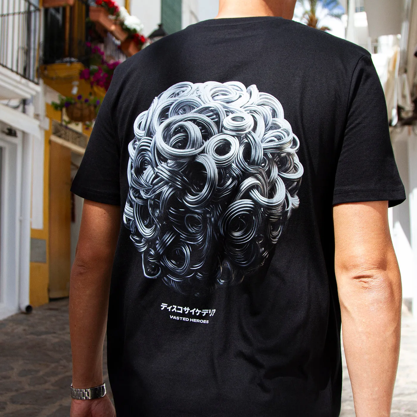 028 Disco Psychedelia Back Print - Tshirt - Black