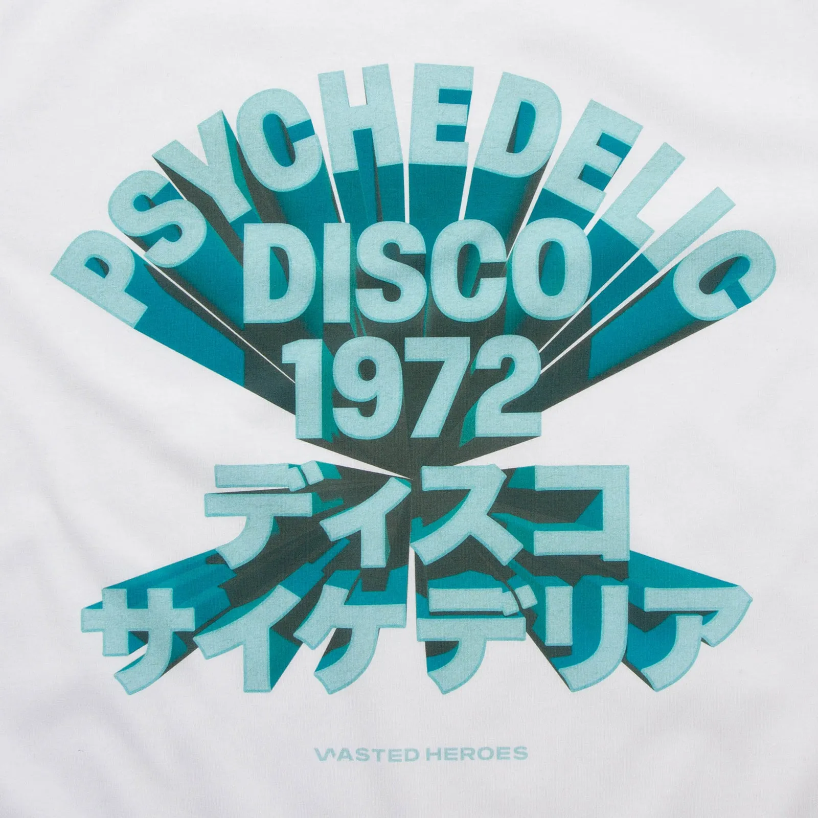 3D 1972 Psychedelic Disco Front Print - Tshirt - White