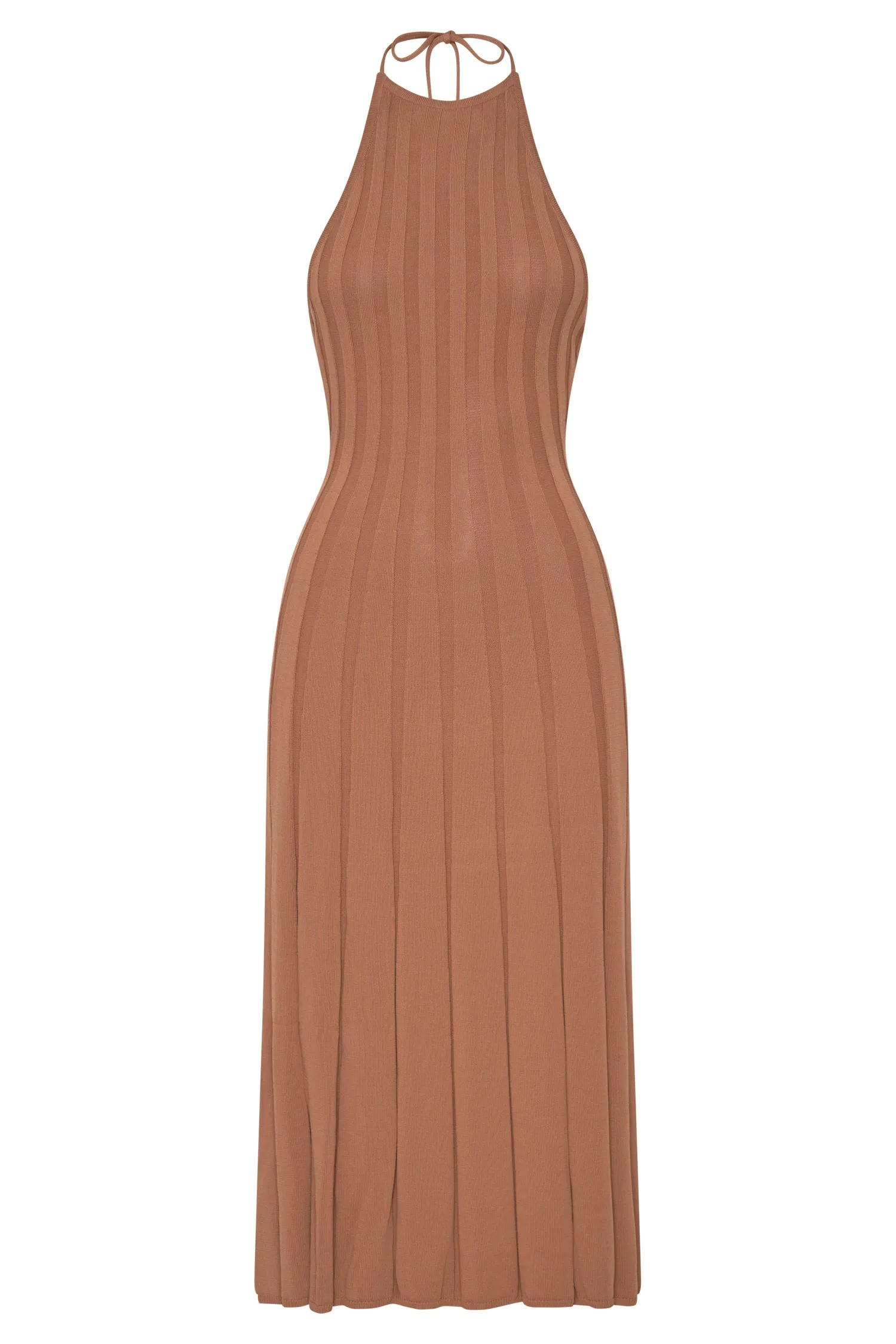 Adrienne Halter Neck Midi Dress - Tan