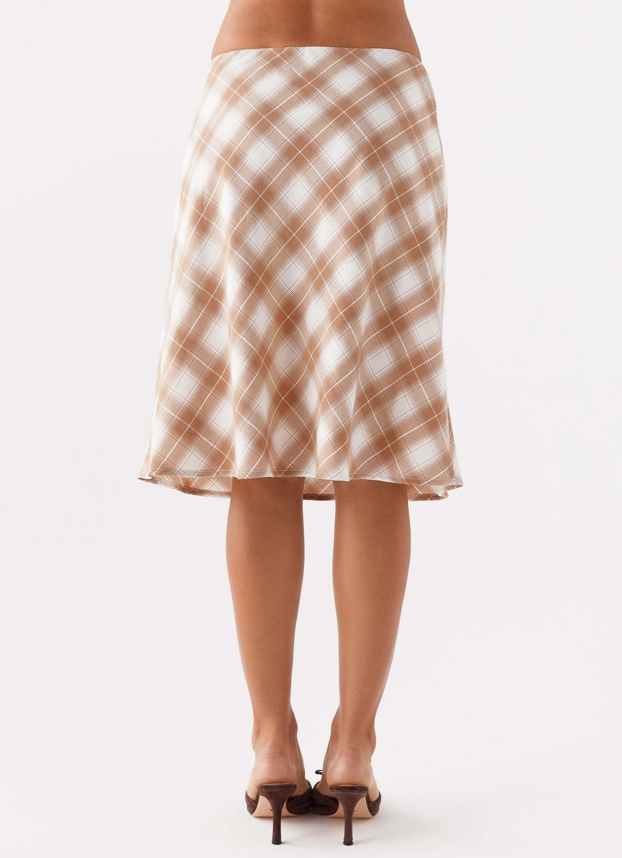 Andie Midi Skirt - Brown/White Plaid