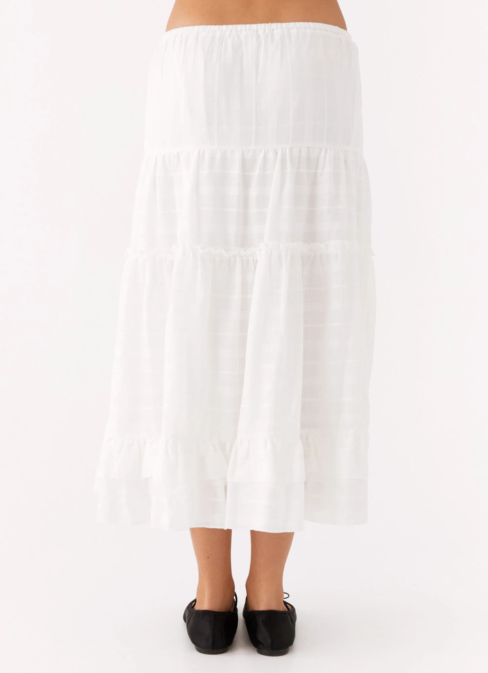 Beatrix Frill Midi Skirt - White