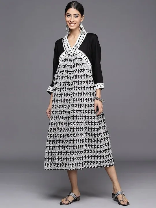 Chikankari Embroidered A-Line Midi Dress