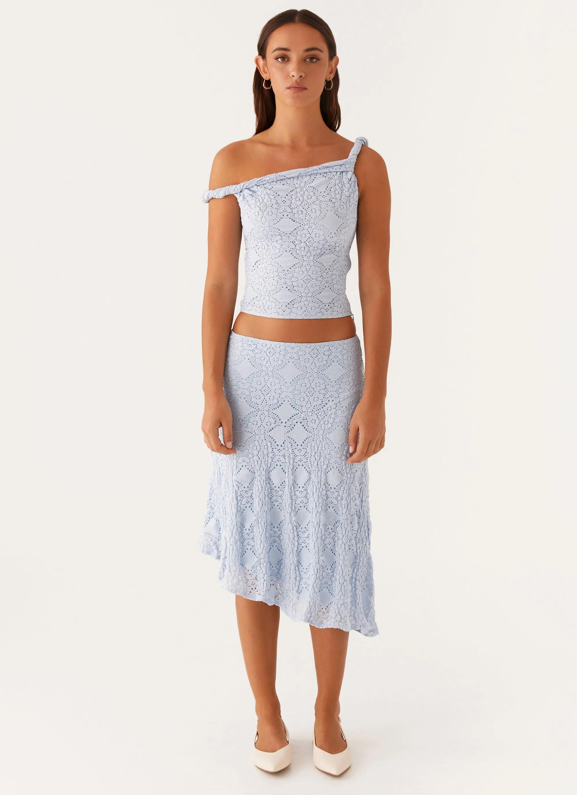 Diamond Sky Midi Skirt - Blue