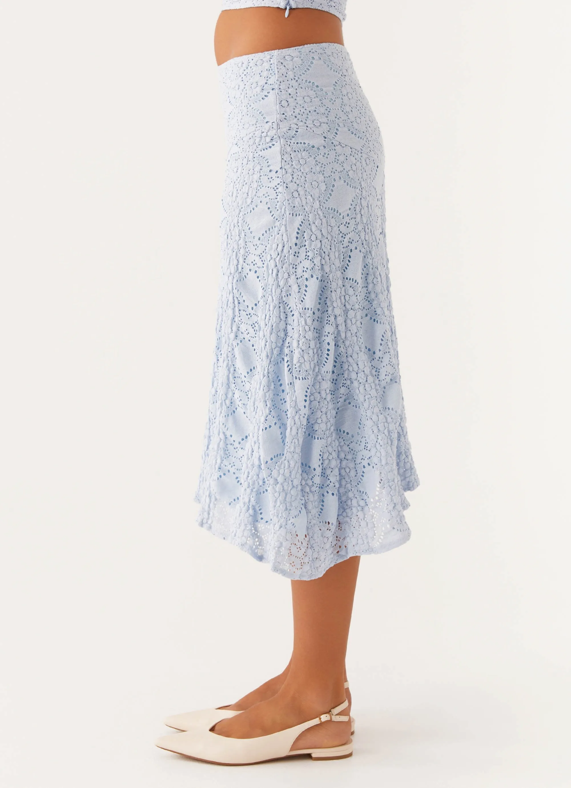 Diamond Sky Midi Skirt - Blue