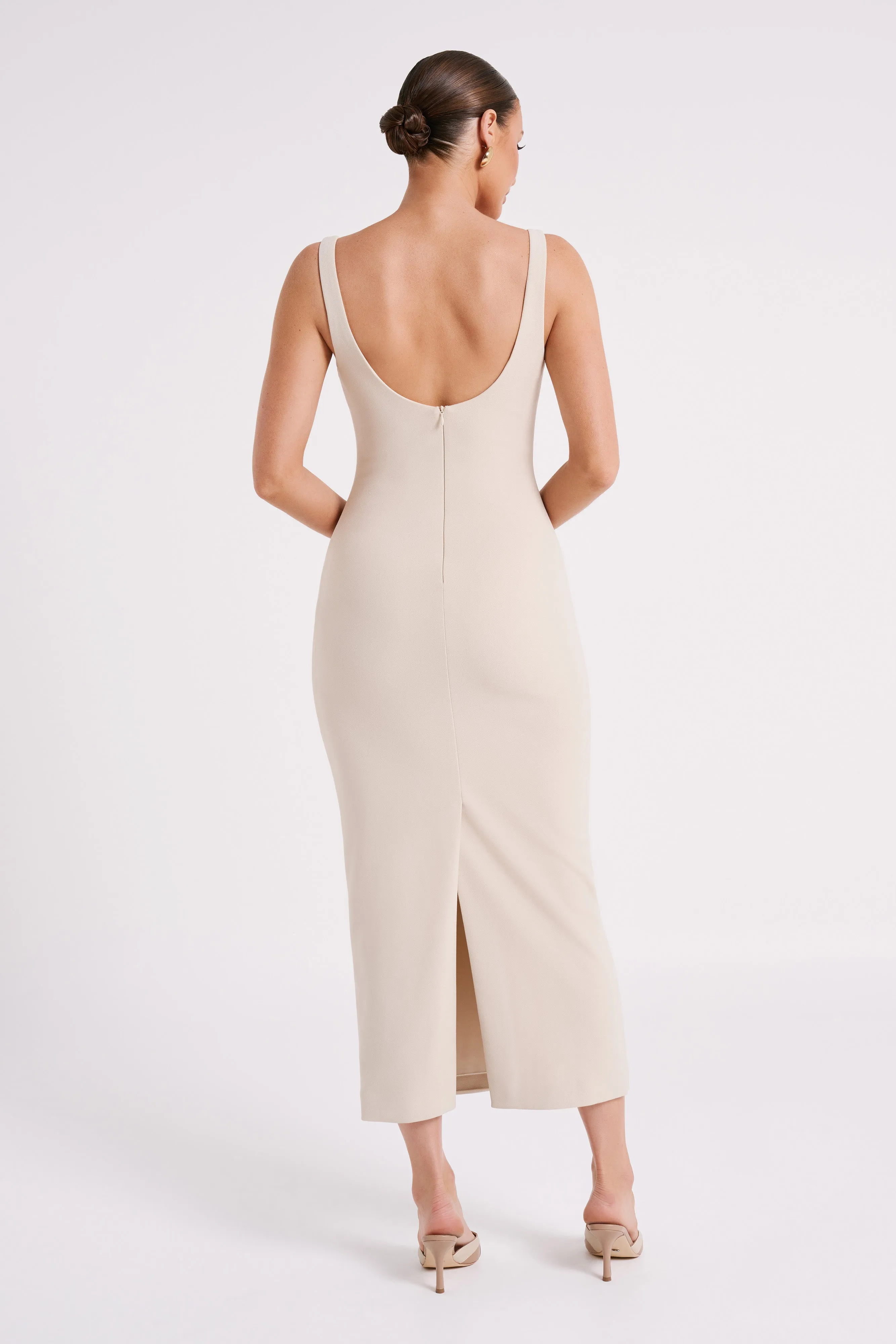 Dimi Scoop Neck Midi Dress - Cream