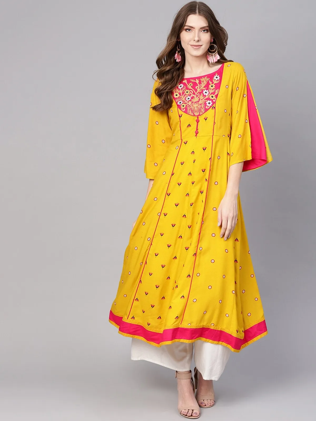 Embroidered Flamingo Kurta