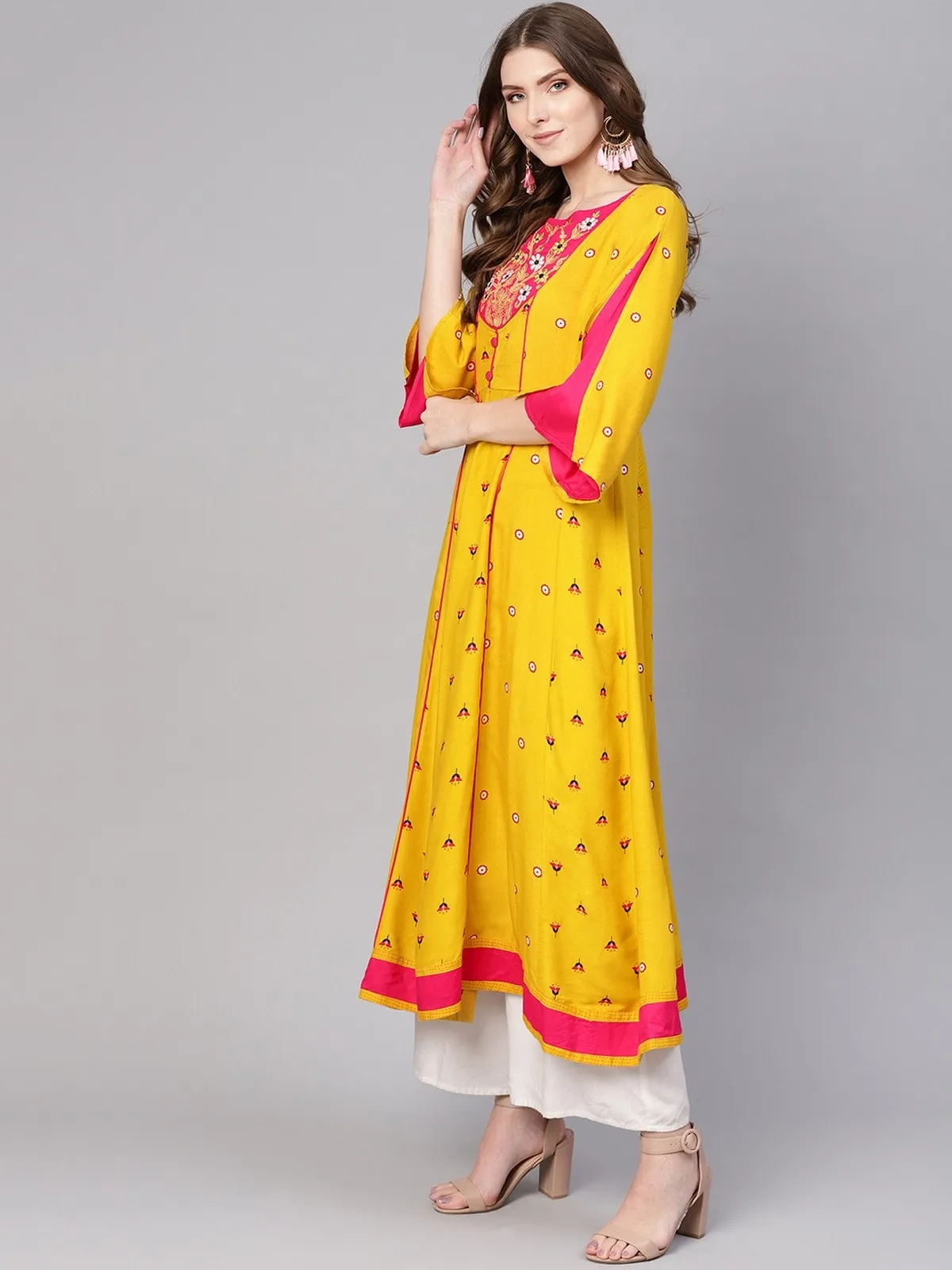 Embroidered Flamingo Kurta