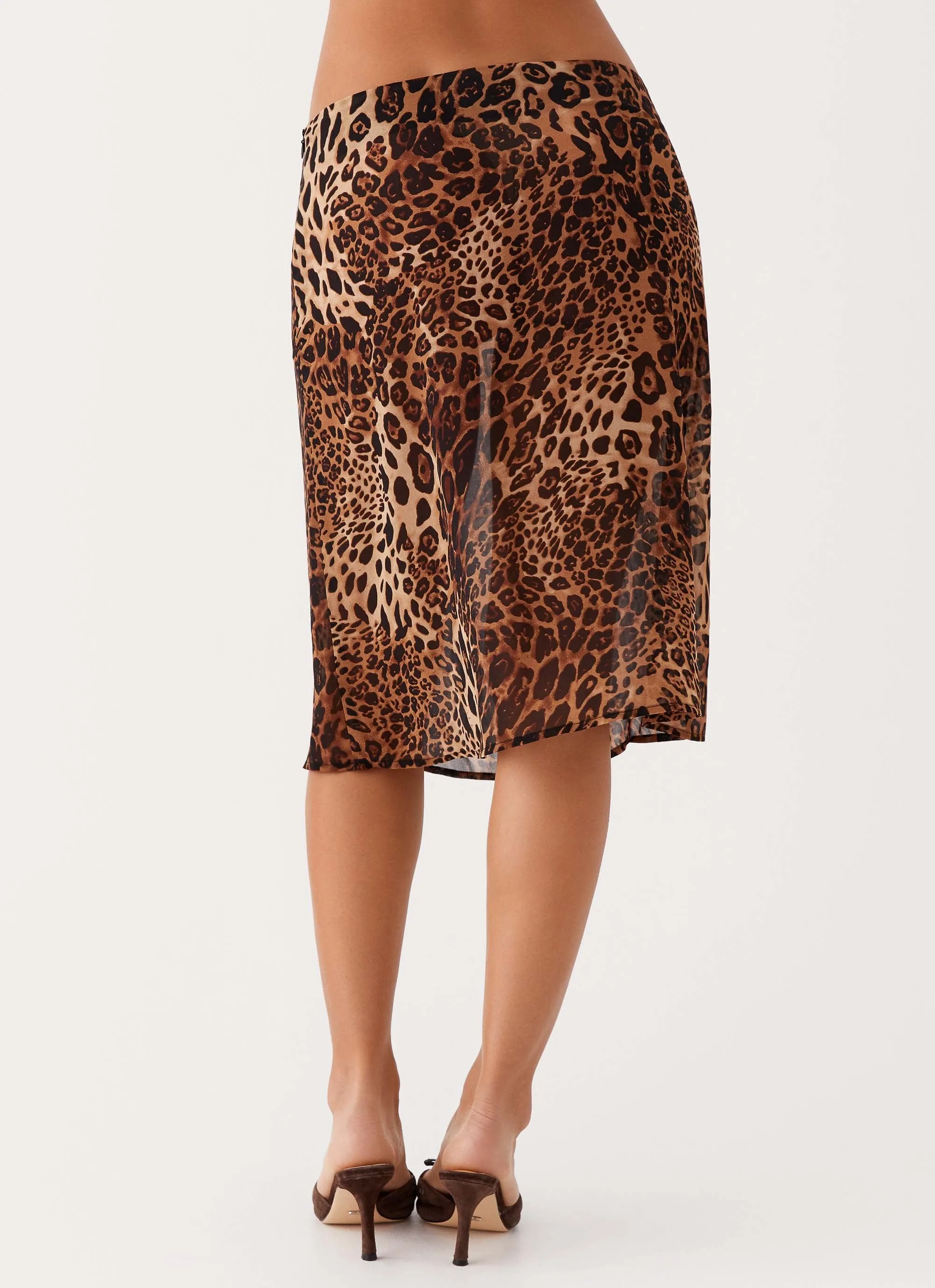 Evoke Chiffon Midi Skirt - Leopard