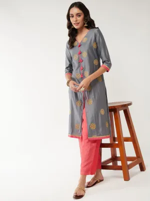 Fusion Embroidered Round Allover Buti Kurta