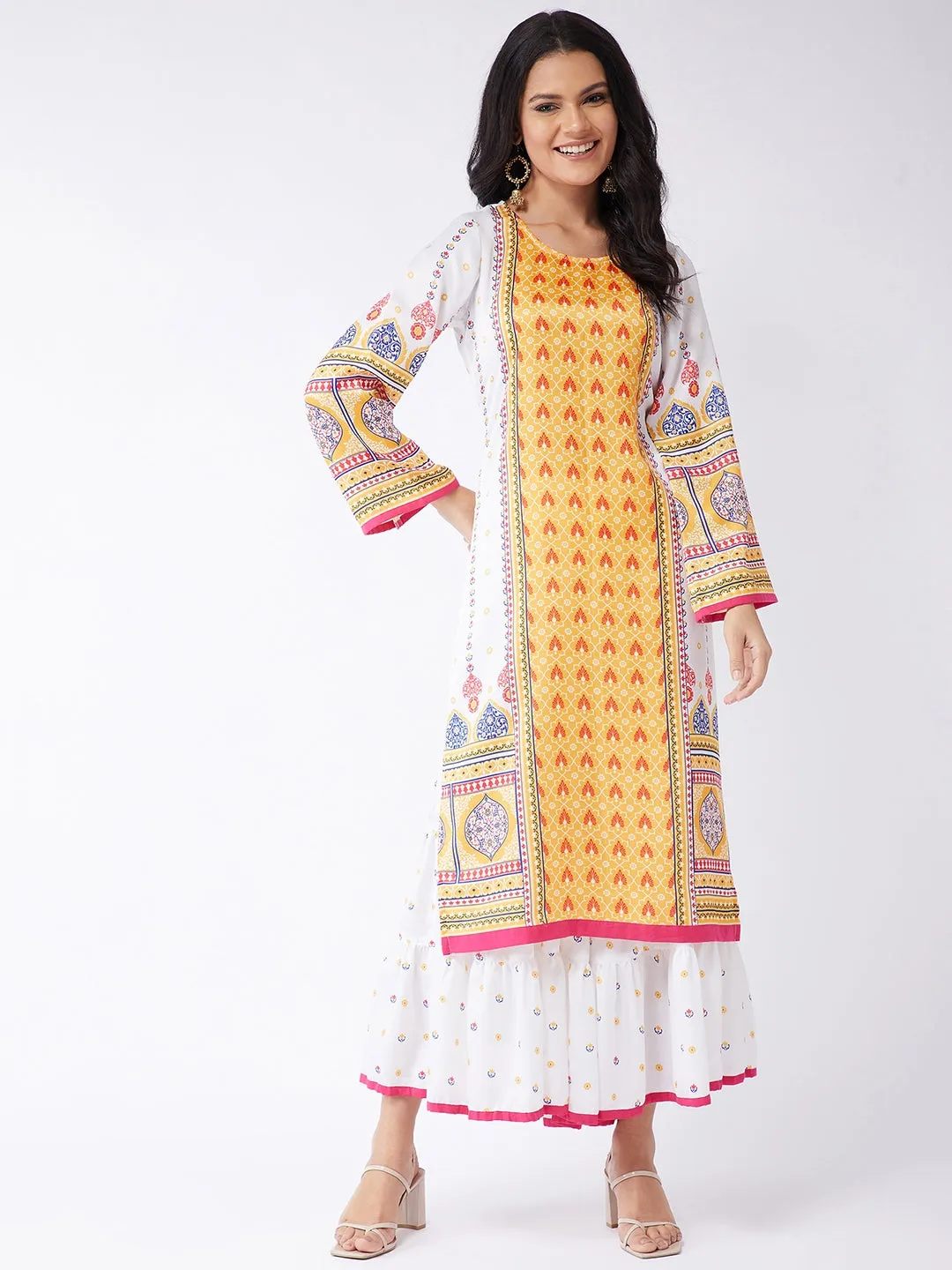 Kasturi Digital Placement Print Kurta With Sharara