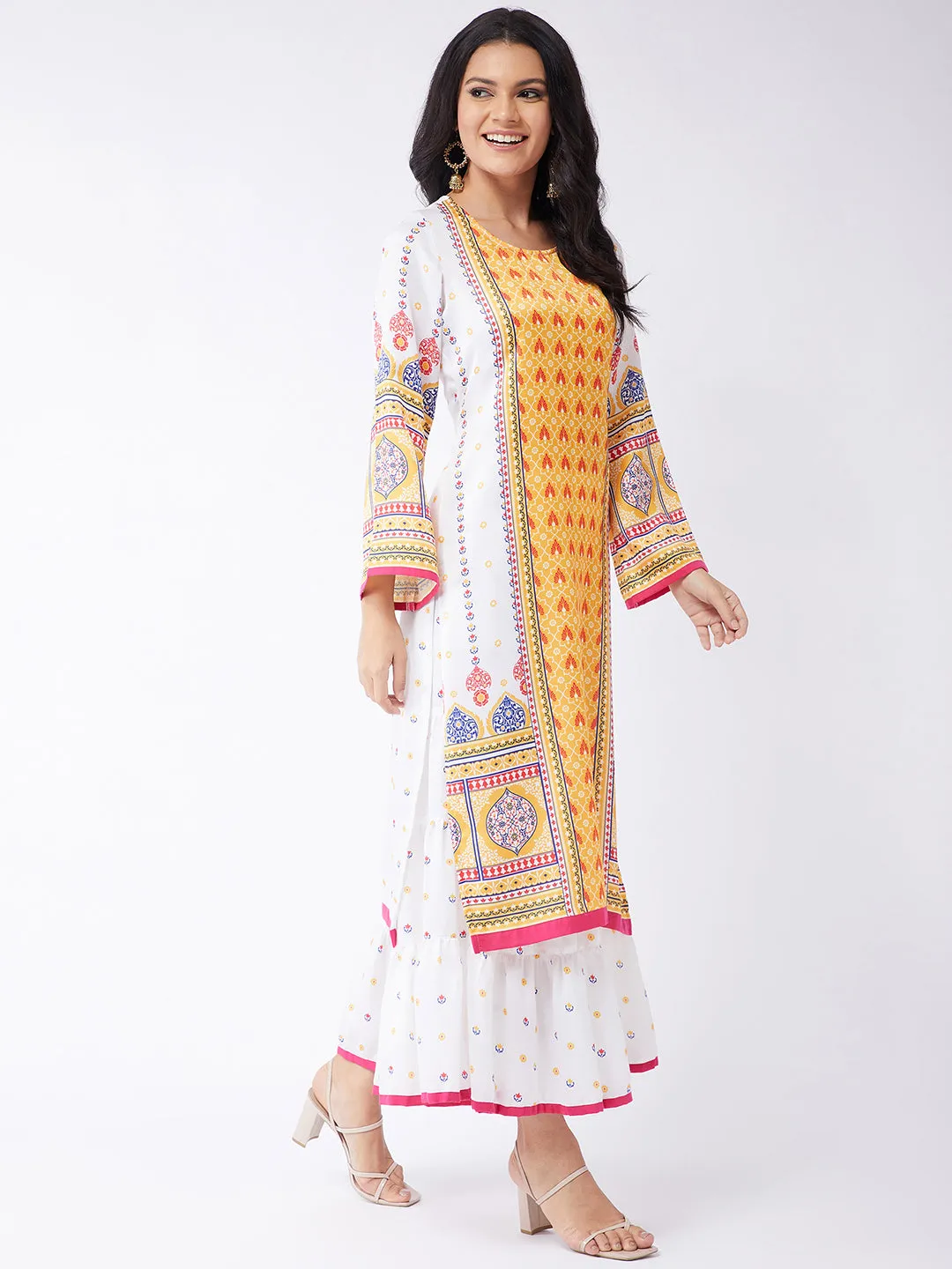 Kasturi Digital Placement Print Kurta With Sharara