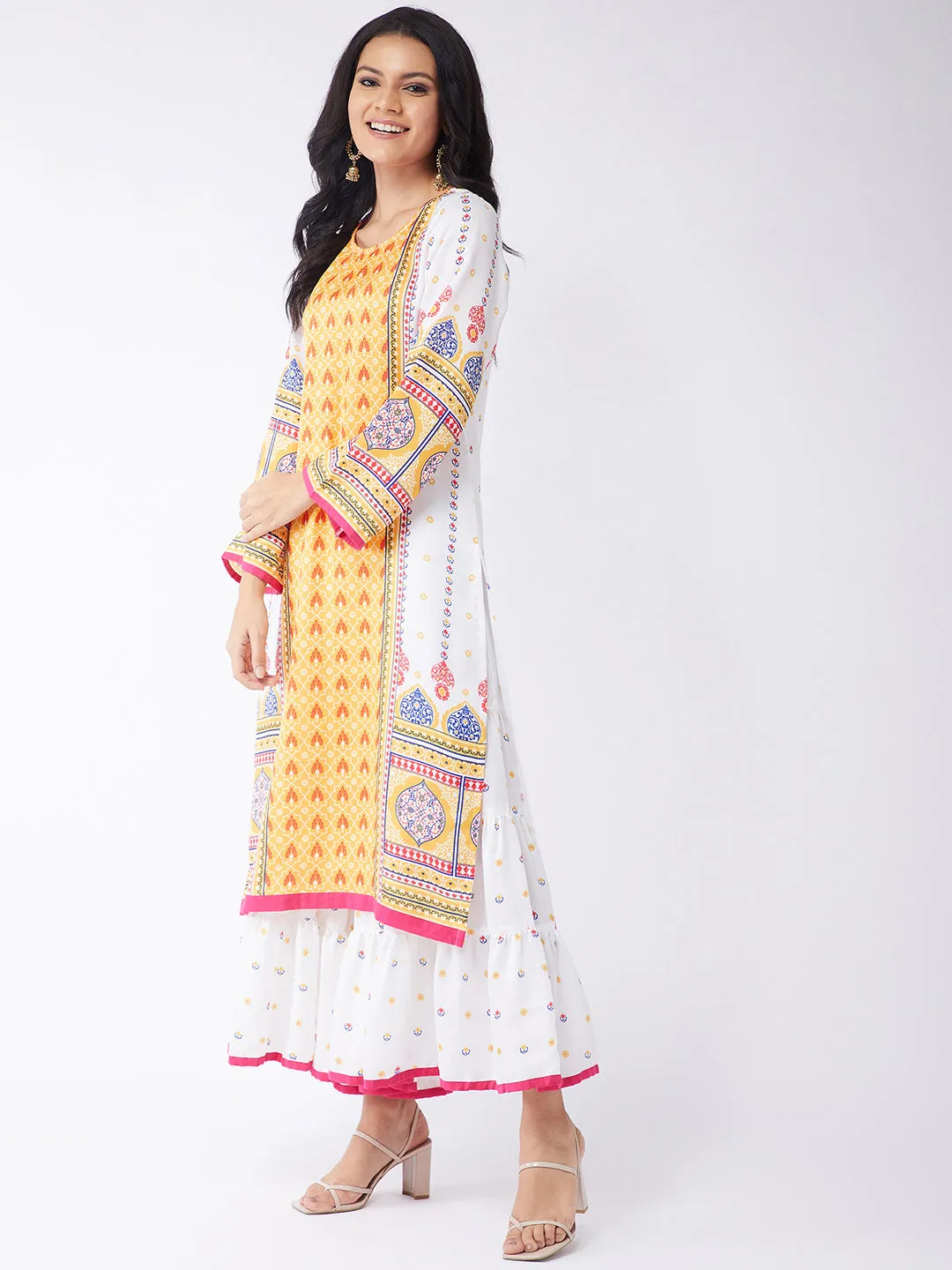 Kasturi Digital Placement Print Kurta With Sharara