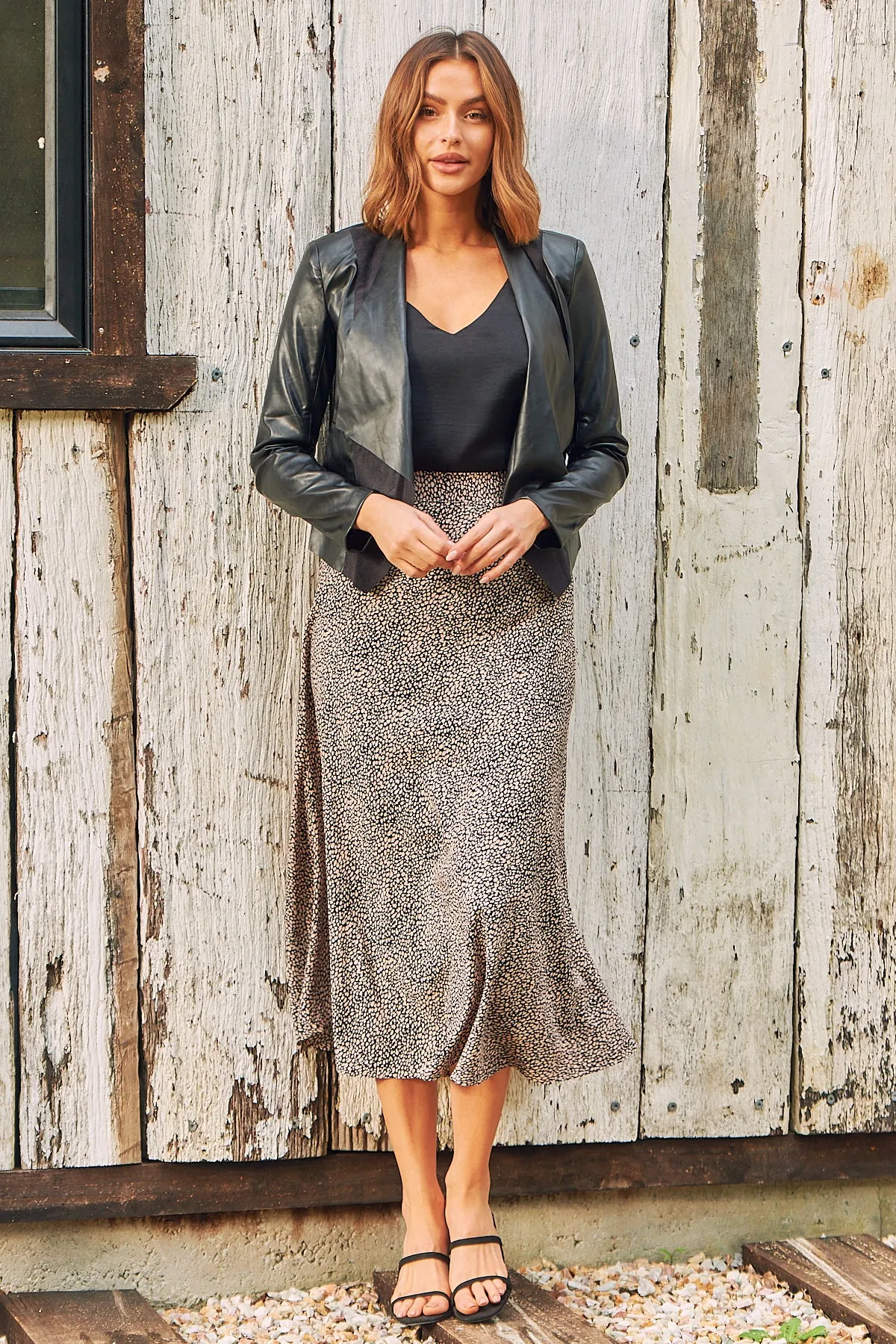 Mira Brown Speckled Aline Skirt