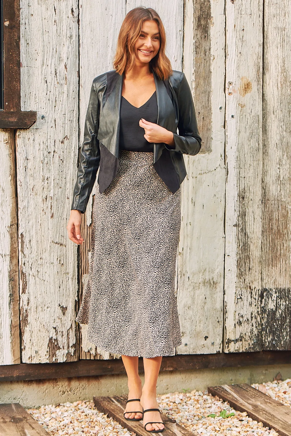 Mira Brown Speckled Aline Skirt