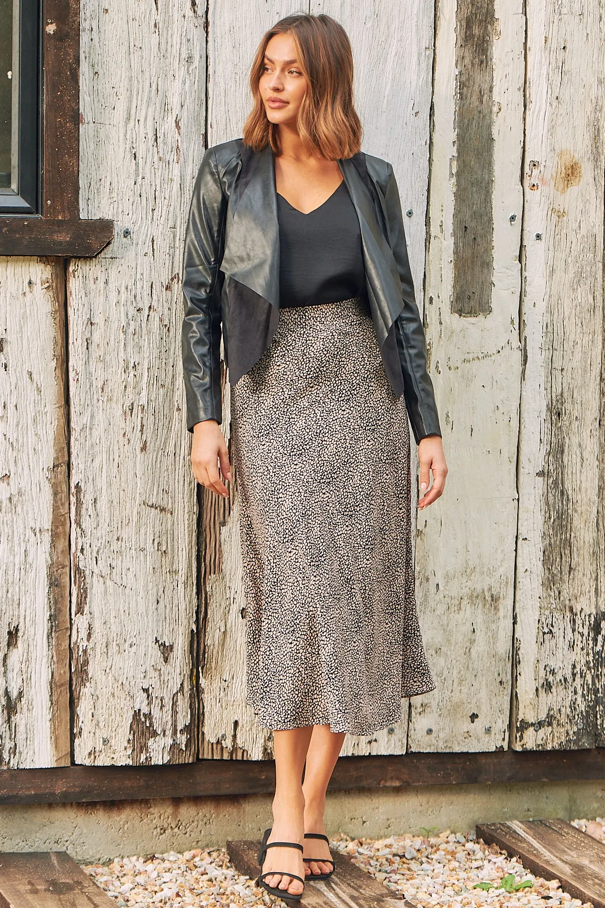 Mira Brown Speckled Aline Skirt