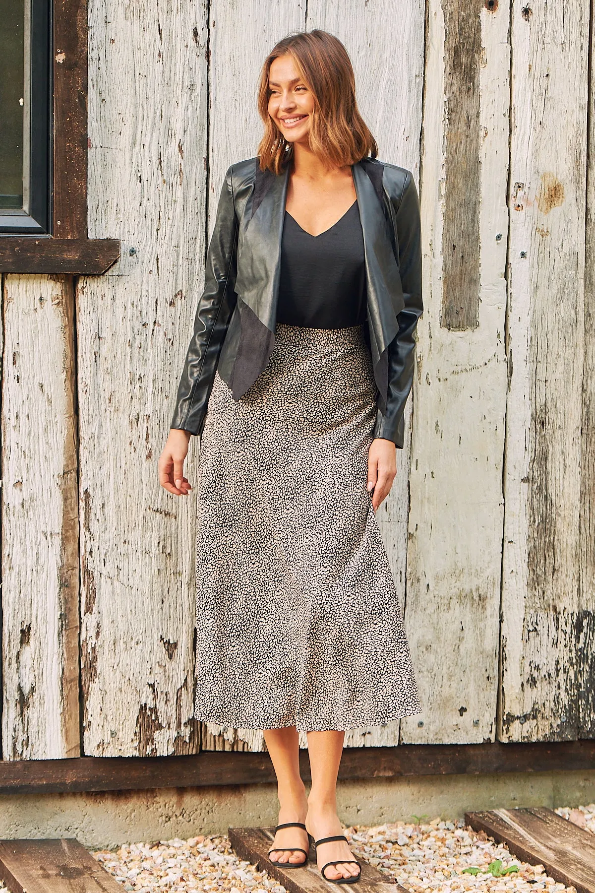 Mira Brown Speckled Aline Skirt