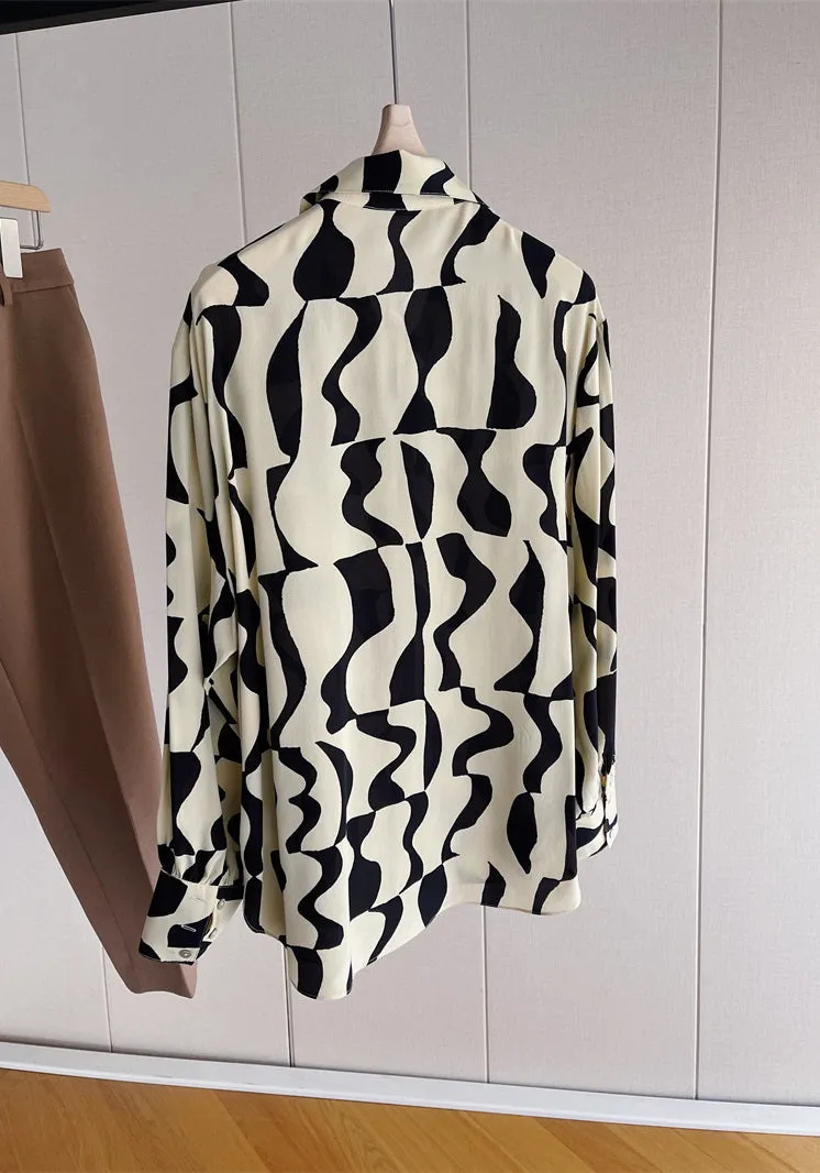 Nonothing| 100% v neck silk shirt in abstract print