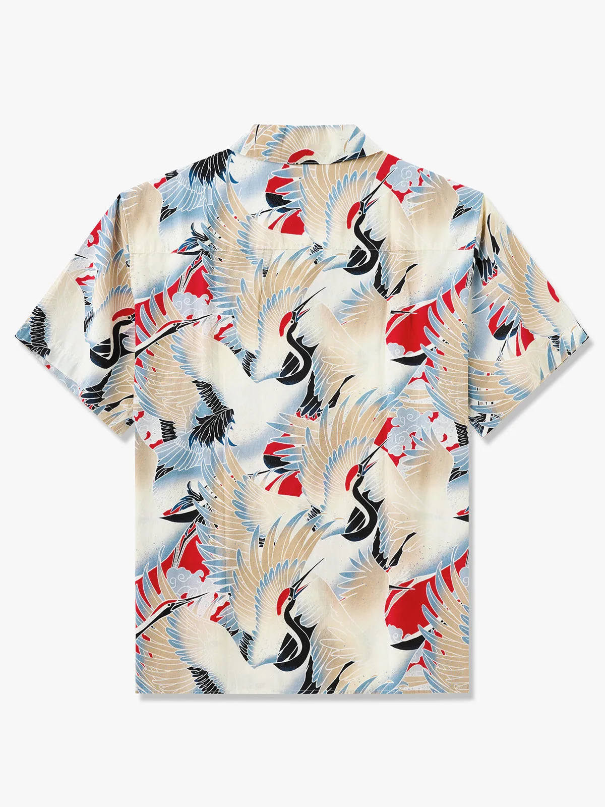 Rising Sun Flying Crane Cotton Camp Shirt