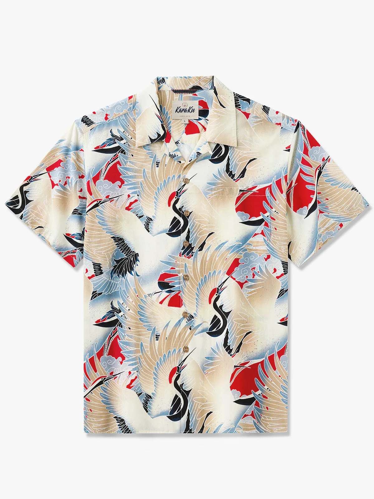 Rising Sun Flying Crane Cotton Camp Shirt