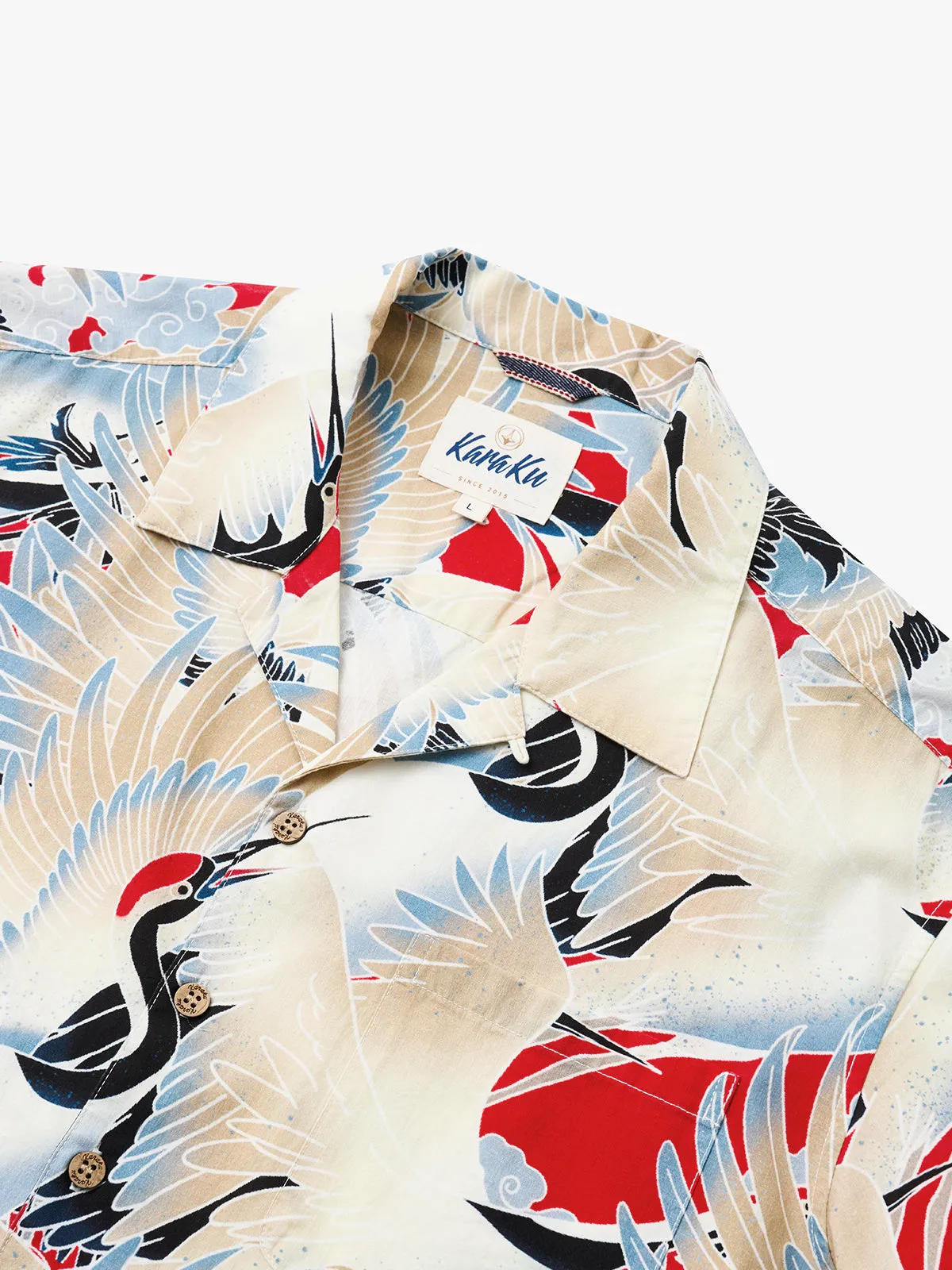 Rising Sun Flying Crane Cotton Camp Shirt