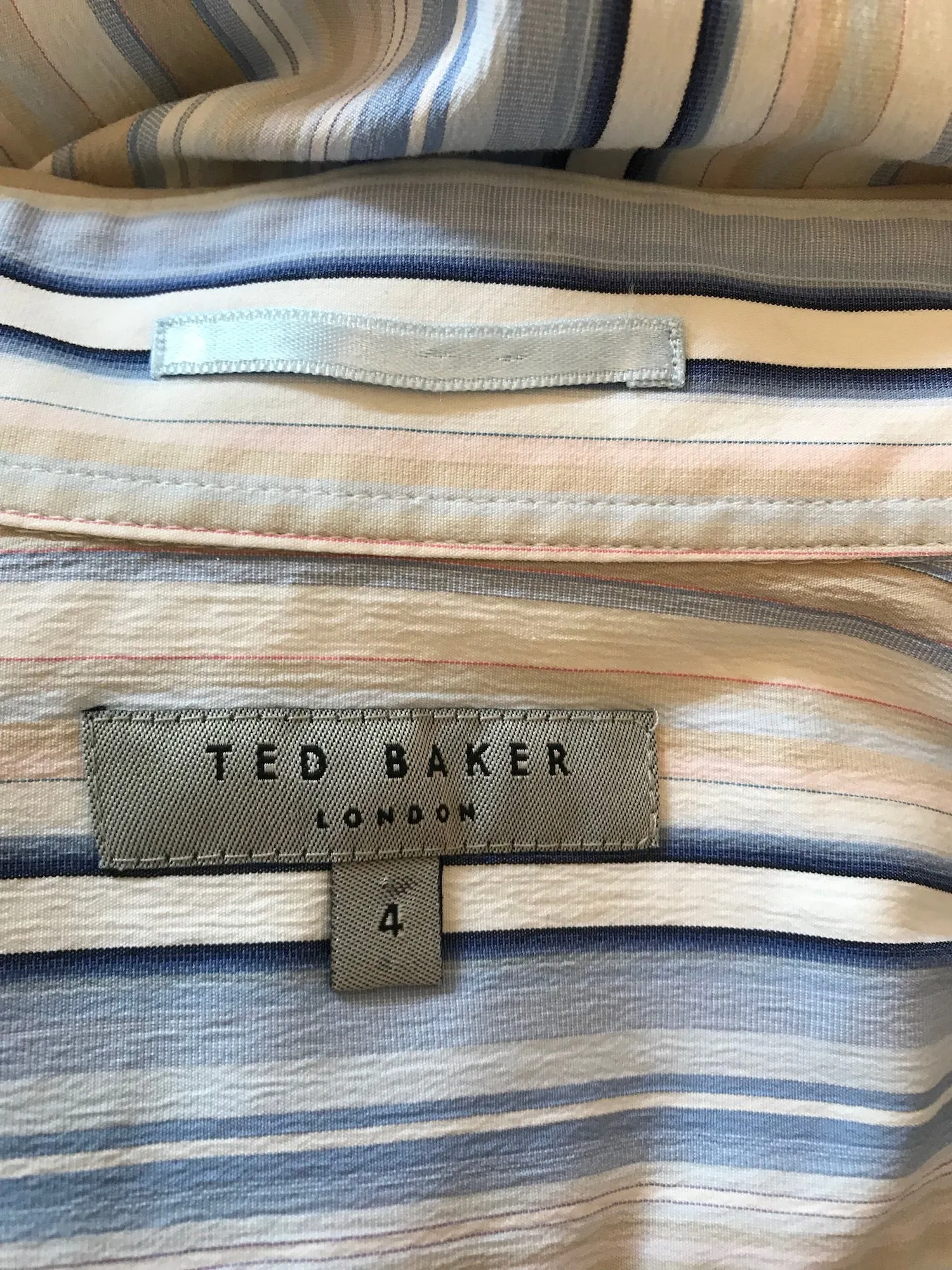 Ted Baker Mens Blue & White Stripe Cotton Shirt Size 4  L UK 40 EU 50 RRP £129